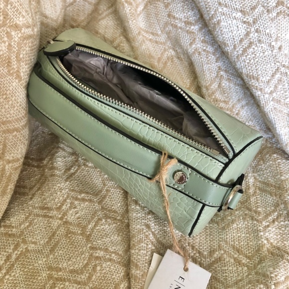 Vegan Faux Snakeskin Cylinder Barrel Bag - Light Sage/Mint (Expressions NYC) - Picture 4 of 7